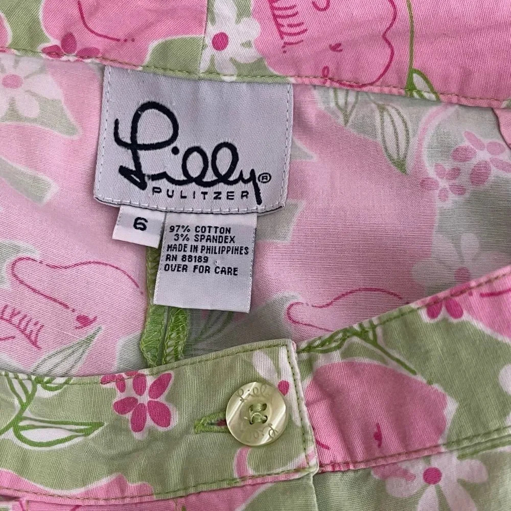 Lilly Pulitzer | Key West Circus Elephant Capri Pants Coin Pocket Vintage - Picture 7 of 8